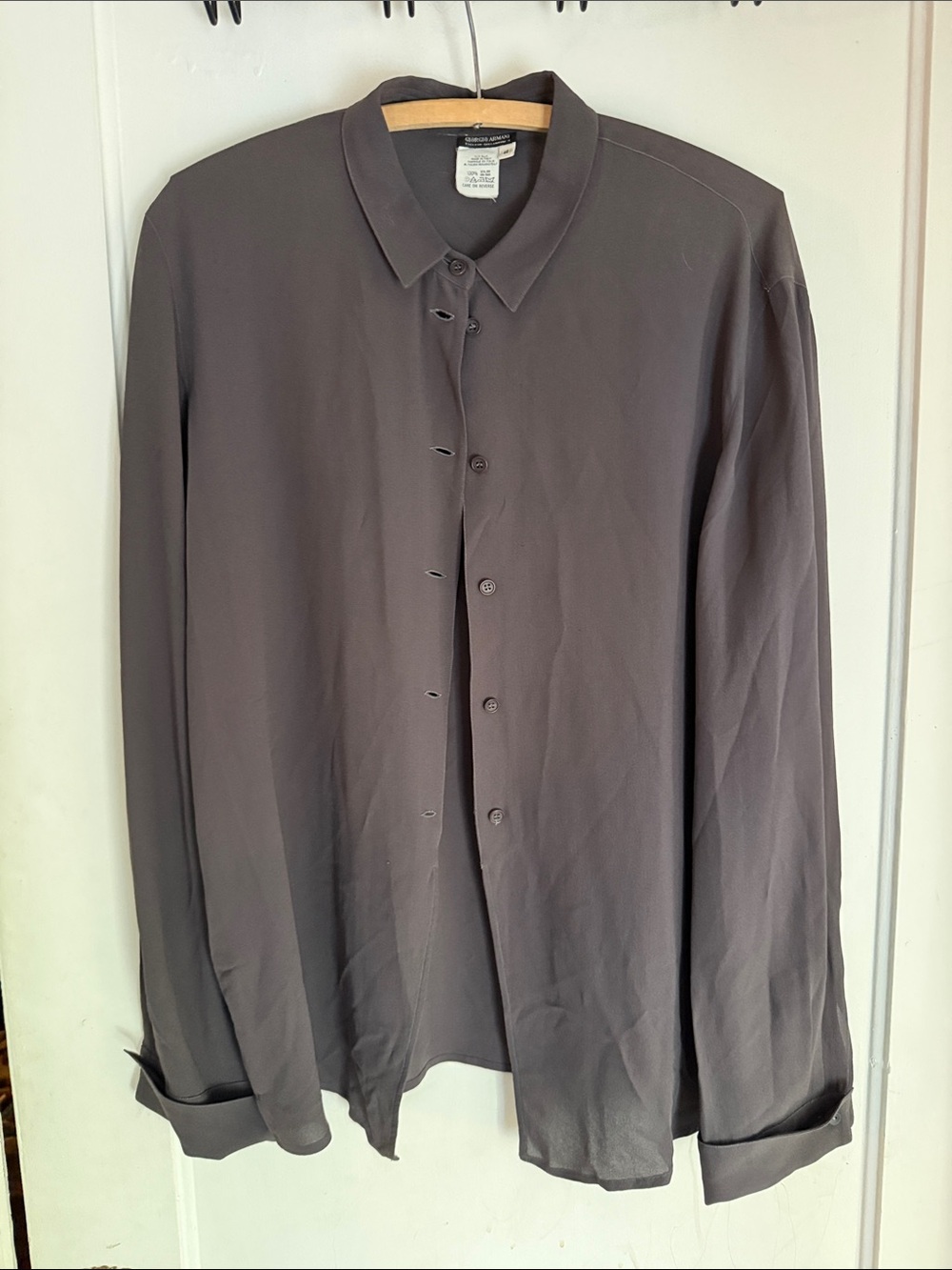Giorgio Armani Women's Gray Button-Front Blouse